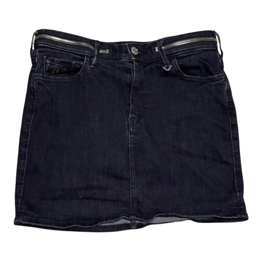 Joan Smalls True Religion Cotton Blend Black Denim Skirt Women's 25 (Fits 28)